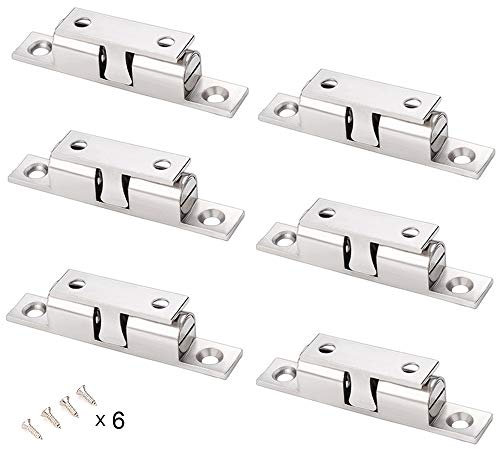 SUNFUA 6 Stück Verstellbaren Doppelkugelschnäpper Schnapper Magnet Türschließer mit Schrauben für Terrassentür Schrankmagnete Türverschluss(Silber)