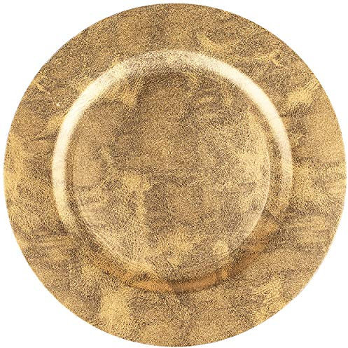 alles-meine.de GmbH 4 Stück Teller - Platzteller Motivwahl Glanz & Glitzer Effekt - Gold - großer Unterteller/Plätzchenteller - Ø 33 cm - Fest Feier - Hochzeit Weihnachte..