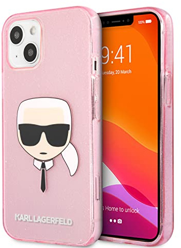 KARL LAGERFELD KLHCP13XKHTUGLP Case for iPhone 13 Pro Max 6.7 Inches Pink Glitter Karl's Head
