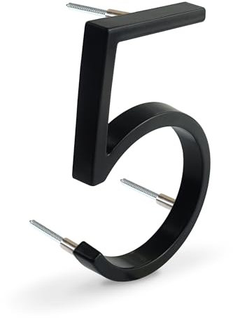 HASWARE Numero Civico Galleggiante Da 5 Pollici (12cm): Numeri Di Porta Moderni - Segnaletica Per L'Ufficio Postale Stradale (Nero Migliorato, 5)