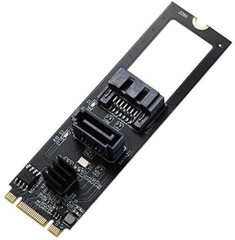 MZHOU NVME PCI-E auf 2-Port SATA3.0 Erweiterungskarte, M.2 Key-M/B zu SATA 6G NGFF Adapterkarte - kompatibel mit WINXP/WIN7/8/10/11/LINUX