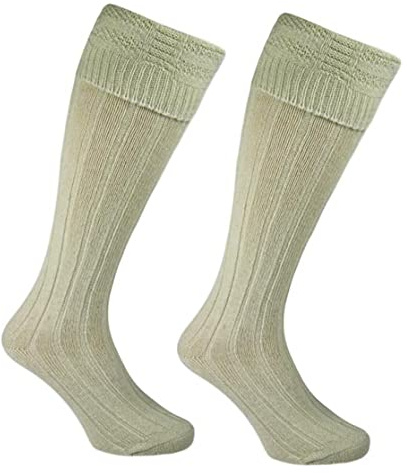 OnlyBee Calzini da kilt scozzesi da uomo, 3 colori, crema, 6-11