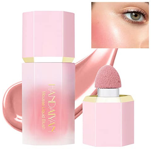 Colorete en crema líquido con aplicador de esponja Colorete mate aterciopelado para un resplandor natural, colorete en crema hidratante para mejillas Rouge Cream Tint Peach Blush (Mystery)