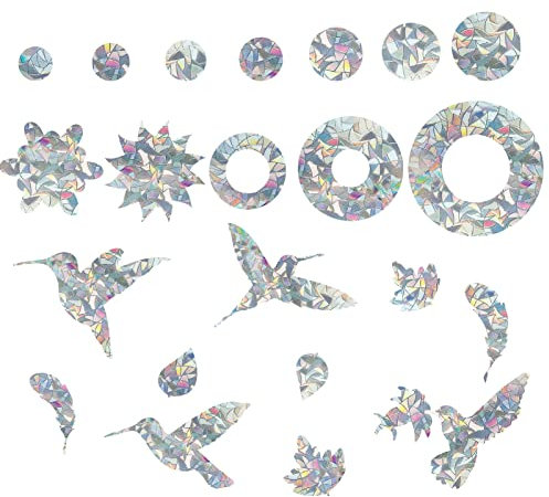 48 pcs Vogel Anti Kollisions Fenster Aufkleber fensteraufkleber vogelschutz Prism Fenster Abziehbilder vogelwarnung Durchscheinende Reflektierende Aufkleber für anti Vogelschlag fensterscheiben