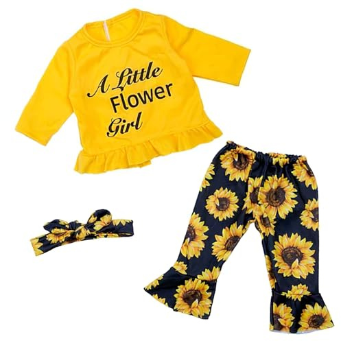 BABESIDE 3 Pcs Reborn Baby Doll Clothes Set for 17-22 Inch Babydolls, Sunflower Baby Dolls Clothes with Headband for Realistic Baby Doll Accessories