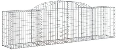 Parterre surélevé en Gabion arqué, jardinière en Cage à Pierre, Lit Surélevé à Gabion, Parterre de Fleurs Jardin Terrasse Extérieur Jardinière Panier à Pierres, 300x50x80/100 cm Fer galvanisé