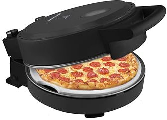Bestron Forno per pizza croccante in 5 – 10 minuti, forno elettrico per pizza con temperatura massima fino a 320 °C, con pietra refrattaria e 2 grandi spatole in legno, Black Label, colore: nero opaco