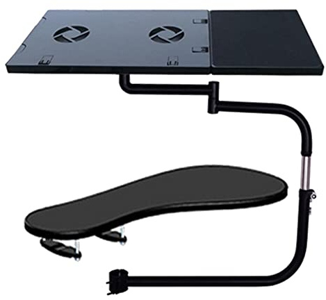 HPDTZ Support de clavier avec support pour ordinateur portable, tapis de souris et pince de chaise, en acier inoxydable, design ergonomique pour travailler et jouer confortablement