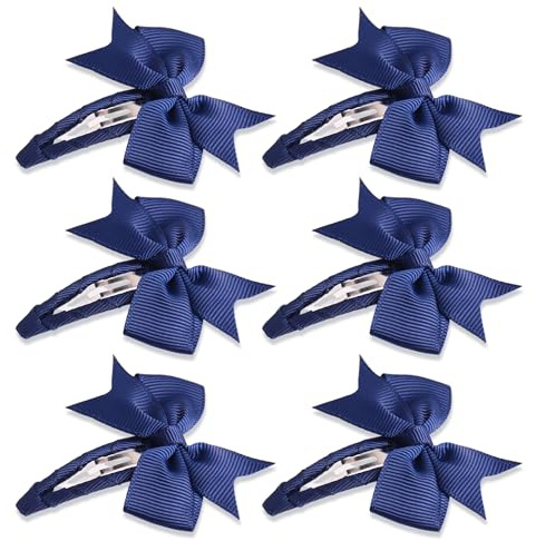 6 Pcs Blue Hair Bow, Navy Blue Hair Accessories Clips for Girls School, Bobbles Headband Hair Clips