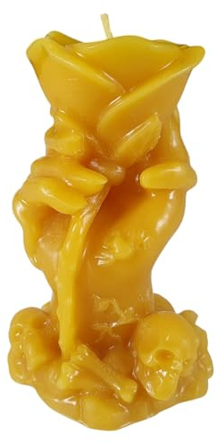 Bivaxljus död hand med blomma som ljus 9 cm 100% rent bivax