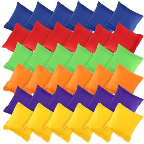 LDHHYH 37 Piezas Cornhole Sacos de Cornhole 7 x 7 cm con Bolsa de Transporte, Bolsas de Lanzamiento de Colores para Juego de Puntería, Jardín y Camping