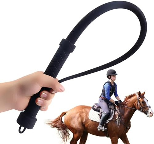 Fusta de silicona para equitación, 61 cm, peso ligero, 200 g, mango ergonómico, accesorio para entrenamiento de equitación, color negro