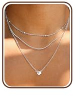 Chriscoco 3 st halsband för kvinnor, guld/silver, justerbart halsband, CZ, cirkel, korshänge, kedja, silver, 14 karat, halsband set