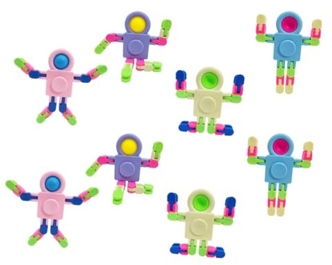 FRCOLOR 8pcs Dismountable Robot DIY Self Assembly Sensory Stress Relief Gadgets for Teens and Adults Portable Pocket Sized for Relaxation and Hand Eye Coordination