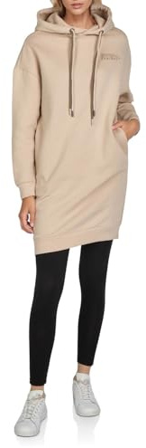 DENIMFY Dam hoodie lång överdimensionerad DFAnna huvtröja pullover sweatshirt klänning med huva Streetwear-tryck Beige Svart Grön S M L XL XXL 3XL, XXL