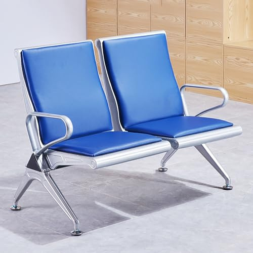 Sedie da Sala d'attesa per Ufficio a 2 posti, Panca per Sala d'attesa con Schienale Alto e braccioli, Sedia per visitatori con Struttura in Acciaio Laminato a Freddo, per aeroporto, Mercato,