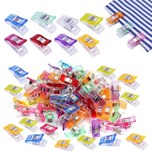 120 Fabric Sewing Clips, 2.1 x1cm Multi-Color Sewing Clips for Fabric, Plastic Super Strong Clamping Force and Anti Slip, Used for DIY Crafts and Sewing Edging Clips