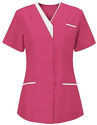 KHIRVWL Blouse Médicale Femme Manches Courtes Col V – Tunique de Travail Infirmière Grande Taille, Vêtements de Travail et Uniformes Tenue Medicale Femme pour Clinique,Pharmacie,Hôpital et Cabinet