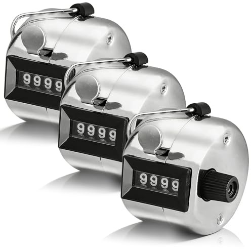 Koprek 3 Pcs Tally Counter, 4-Digit Clicker Counter, Metal Hand Tally Counters Clicker, Mechanical Manual Counter for Golf Scoring, Sports, Attendance, Event Counting, Lap, Durable Clicker Counter
