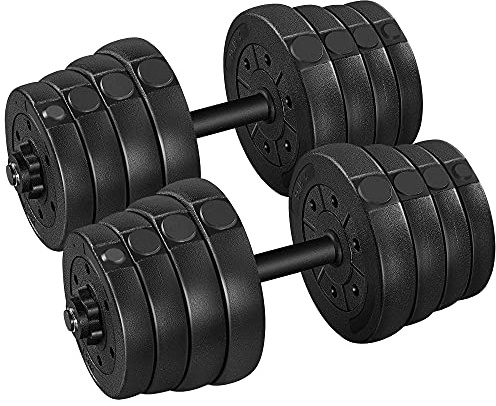 Yaheetech Kurzhantel Set 30kg Kurzhantelset Hantelstangen inkl. Hantelscheiben Hantel Stangen Varianten mit Sternverschlüssen 25 mm Schwarz