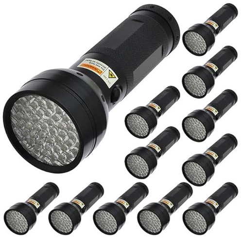 LEDwholesalers 51-LED 395nm Ultra Violet Blacklight UV Flashlight 3xAA Pet Urine Stain Mineral Detector (12-Pack), 7202UV395x12