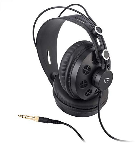 TIE Studio Kopfhörer halboffen ohrumschließend für Rundfunk-, Tonstudio-, Podcast- und Multimedia-Anwendungen (3m, 3,5mm Klinkenstecker, 6,3 mm Schraubadapter), Schwarz