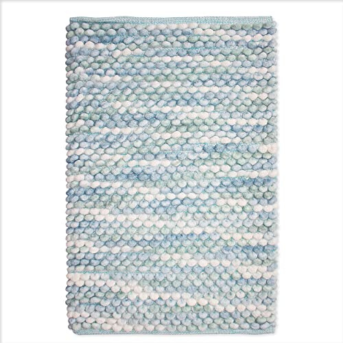 BarceloHogar Alfombrilla de Baño. Alfombras Pie de Cama. Alfombra Pequeña de 50 x 80 cm. Alfombra de Microfibra 100%. Tacto Esponjoso y Aislante. Acolchada. Siomara. Celeste