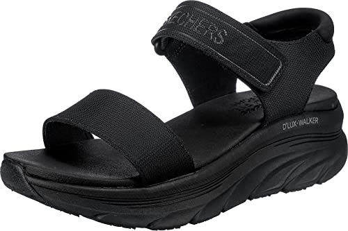 Skechers D'LUX WALKER NEW BLOCK, Sandalias deportivas para Mujer, Black Mesh, 37 EU