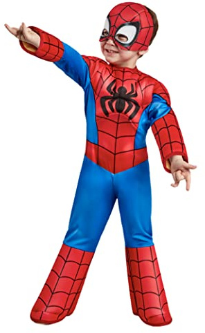 Rubies Disfraz Spidey Deluxe para niños y niñas, Jumpsuit de lujo, cubrebotas y máscara, Oficial Spidey & Friends para Carnaval, Halloween, Navidad y cumpleaños