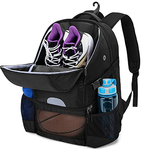 DSLEAF Basketball Backpack for Men, Soccer Bag with Ball Compartment & Shoe Compartment for Basketball, Soccer, Volleyball Training