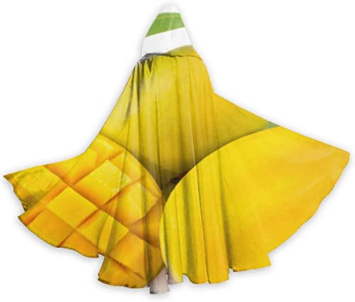 ZQBDFC Mango-skiva tropisk frukt kappa för vuxna mantel med huva för flickor 140 cm till jul halloween cosplay kostymer