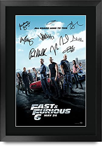 HWC Trading Fast & Furious 6 Vin Diesel, poster autografato da 40,6 x 30,5 cm, idea regalo per i fan dei cimeli del cinema, con cornice, 40,6 x 30,5 cm