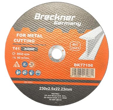 10 Pezzi Dischi da Taglio T41 230x2.5x22mm per Metallo Disco Flessibili taglio Ferro per Smerigliatrice Angolare Mola Taglio Breckner Germany