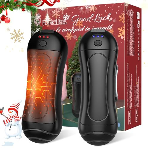 FANDLISS Elektrischer Handwärmer Wiederverwendbar 2 Pack, 6000 mAh USB Taschenwärmer Wiederaufladbar, Magnetisches Design, Tragbar für Weihnachten/Outdoor/Camping, Schwarz