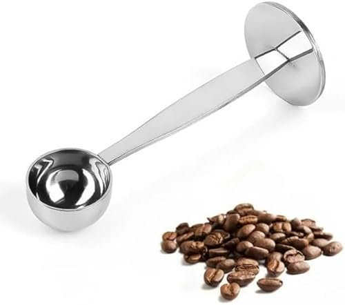 Dzxin Cucchiaio da caffè 2 #, 304 2 in 1 in acciaio inox supporto per polvere di caffè misurino cucchiaio strumenti per caffè chicchi di caffè pressa macinazione caffè pressatura