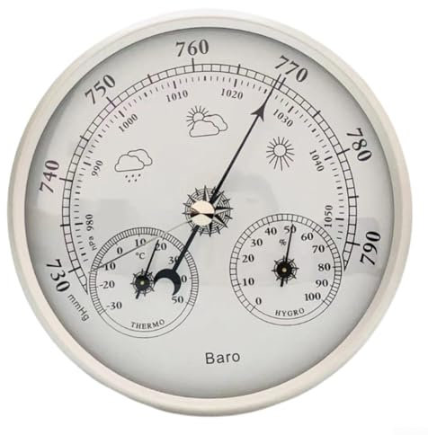 Zilimontt Baromètre analogique avec thermomètre, hygromètre, station météo 3 en 1 pour intérieur et extérieur, température, humidité, pression atmosphérique