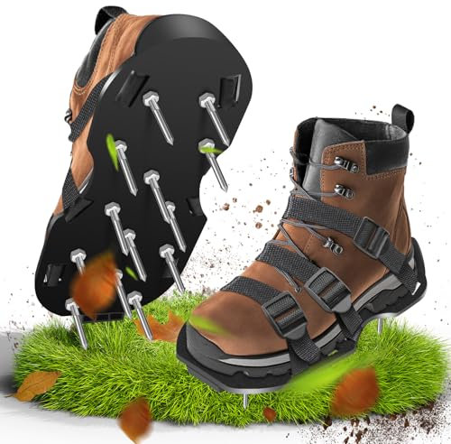 Nagelschuhe, Rasenlüfter Schuhe mit Klettverschluss, Zum Rasen belüften oder als Estrichschuhe, Rasenbelüfter Vertikutierer und Aerifizierer für Rasenbelüftung, Aerifizierer Gartenschuhe- 45mm Nagell