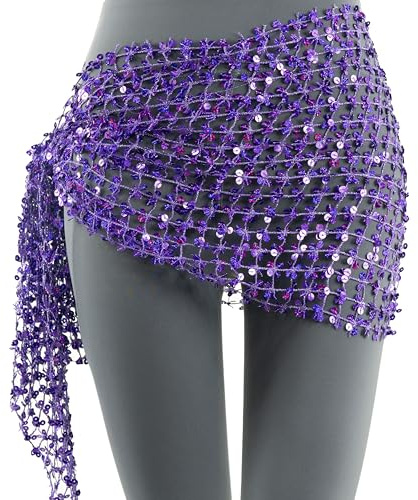 Wuchieal 2-in-1 Multifunctional Belly Dance Scarf,Dance Veil, Yoga Wrap Fashion Belt, Lightweight Breathable for Outdoor Activities Small,Purple