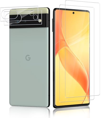 Carantee Schutzfolie für Panzerglas für Google Pixel 6a Displayschutz, 2+2 Stück Schutzglas Folie mit Kameraschutz, 9H Härte Kratzfest Panzerfolie, Hohe Empfindlichkeit Pixel 6a Panzer Schutz Glas