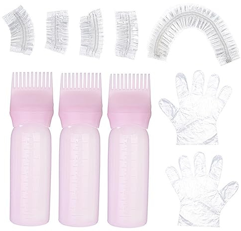 UKCOCO Kit para Teñir el Cabello Portátil Guantes y Gorro para Peluquería Profesional en Casa, Suministros Completos de Peluquería para Coloración y Decoloración, Color Rosa