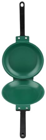 Sartén recubierta de acero inoxidable de doble cara, fabricante de panqueques, utensilios de cocina para el hogar (verde)