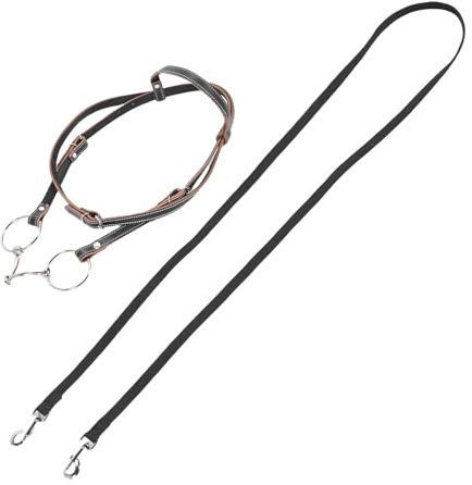 WOHPNLE Brida de Caballo de Cuero de Cuero de Vaca Ajustable, Tachuela de Caballos Occidentales y Accesorios con puñetazo Acolchado y riendas para Montar cómodo (L)
