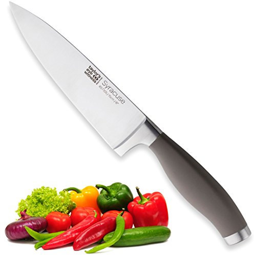 Taylors Eye Witness Syracuse Chefs/Cooks Kitchen Knife - Professional 15cm/6 Inch Cutting Edge, Multi Use. Precision Ground, Razor Sharp, Ultra Fine Blade. Soft Textured Grey Handle, Excellent Grip.