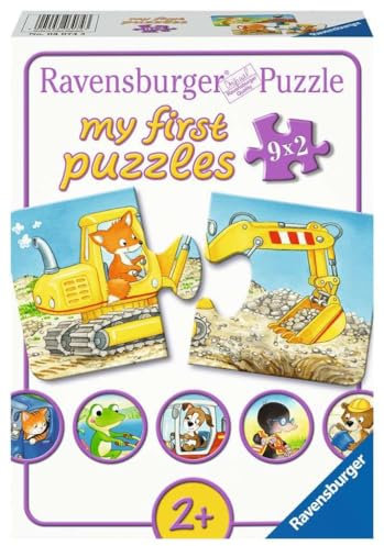 Ravensburger Kinderpuzzle - 03074 Tierische Baustelle - Schaumstoff-Puzzle mit 9x2 Teilen, My First Puzzle für Kinder ab 10 Monaten
