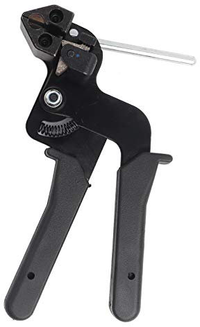 Kabelbinderpistolenwerkzeug, Kabelbinder-Spannwerkzeug, Schwarz Zange Spanner, zum Verriegeln und Schneiden der Kabelbinder aus Edelstahl, 210 x 90 x 20 mm