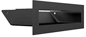 KRATKI Lüftungsgitter Luft | Warmluftgitter 6 x 20 cm | Schwarz | Abluftgitter für Kamin Belüftung | Lufteinlass in einem Winkel von 45 Grad | überhitzungbeständig | Ideal für Moderne Innenräumen