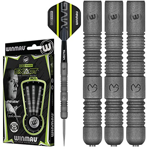 WINMAU MvG Exact 25 Gramm Profi Wolfram Steeltip Dartpfeile Set mit Flights und Schäfte