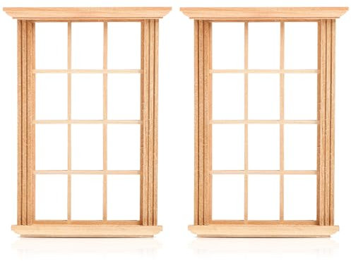 Housoutil Muebles en Miniatura: 2 Piezas Mini Marco de Ventana 1:12 Escala - Persianas Enrollables DIY Accesorios de Artesanía para Casas