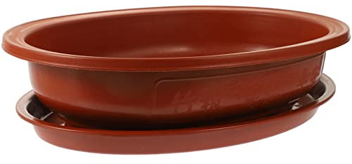 Vaguelly Bonsai Training Pot with Drip Tray, 15 Bonsai Plants Growing Pot Oval Planter Pot with Drainage Holes, Large Low Flower Pot for Nursery, Garden