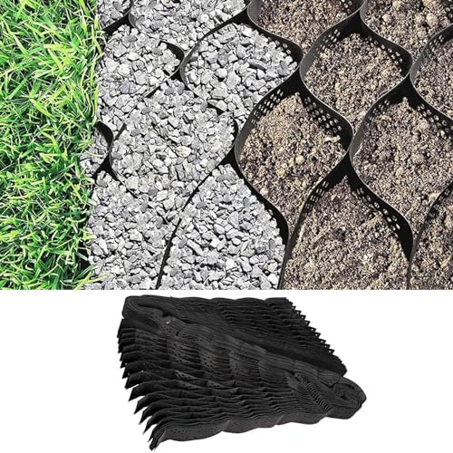 Jackfru 5 x 3 m grusnät, HDPE-material, kompakt stil, svart, för växthus, däck, gräsmatta, skjul, sluttning, uppfarter, parkeringsplatser, trädgård